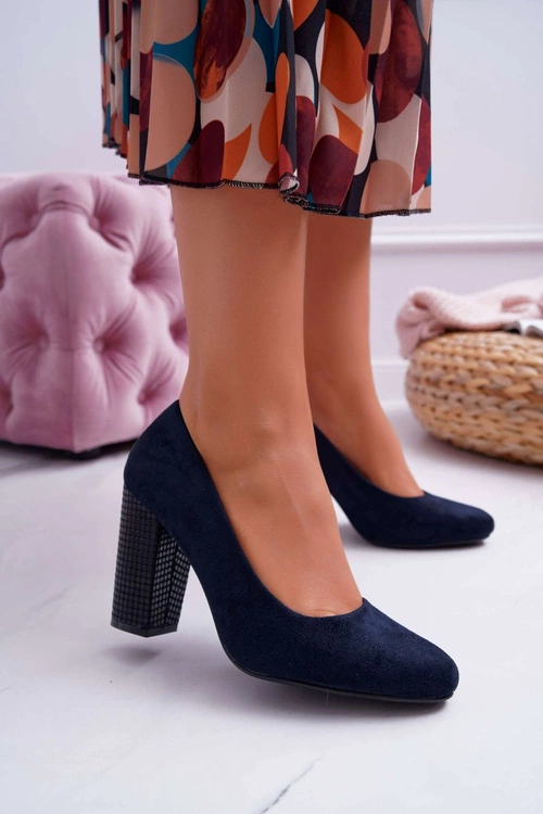 Damskie Czółenka Sergio Leone PB200 Zamszowe Granatowe Selva