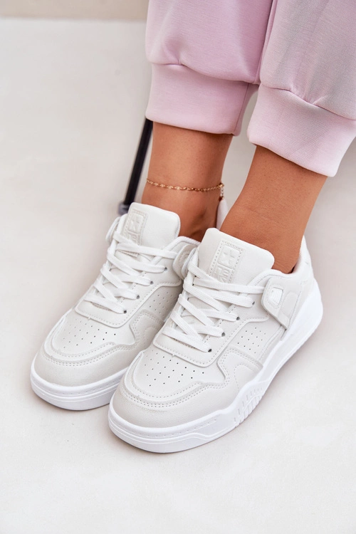 Buty Sportowe Sneakersy Damskie Z Eko Skóry Białe Telisiria