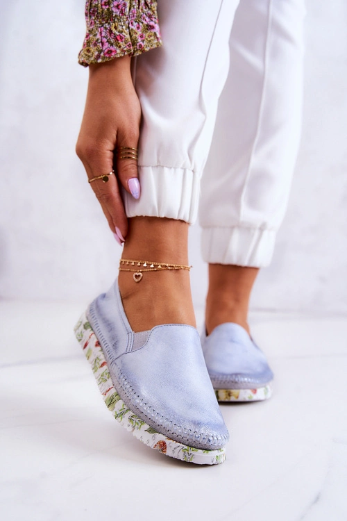 Damskie Półbuty Wsuwane Skórzane Maciejka 03512-40 Jasnoniebieskie