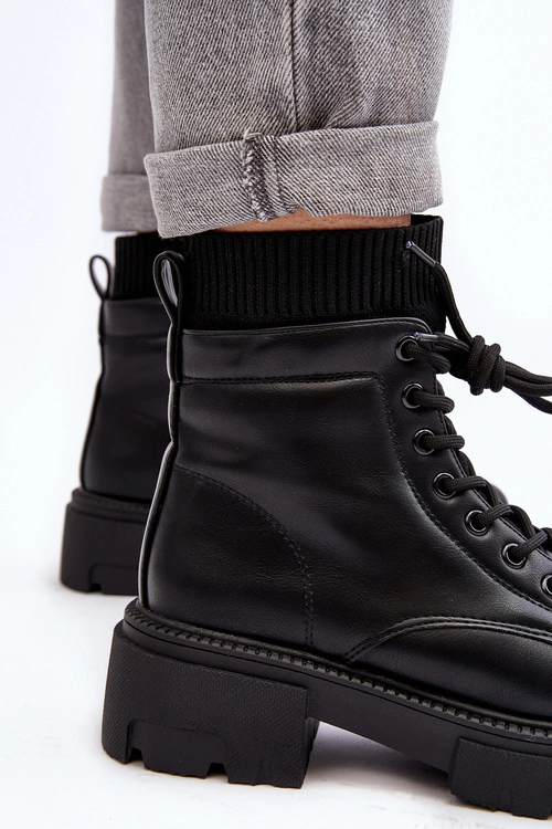 Trapery Botki Damskie Ze Skarpetą Czarne Rivella