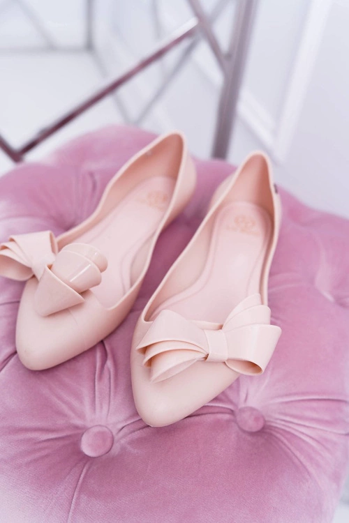 Lu Boo Różowe Meliski Gumowe Balerinki Big Bow