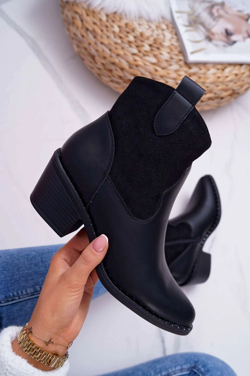 Damskie Botki Kowbojki Czarne Barski 30-20