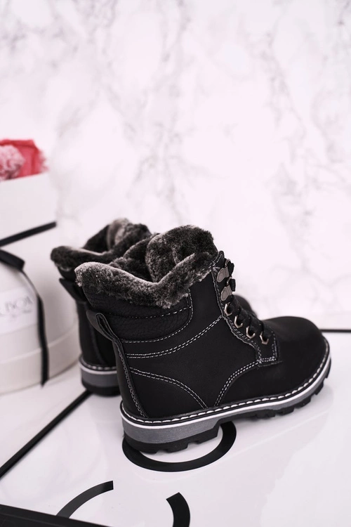 Dziecięce Traperki Ocieplone Futerkiem Czarne Luke