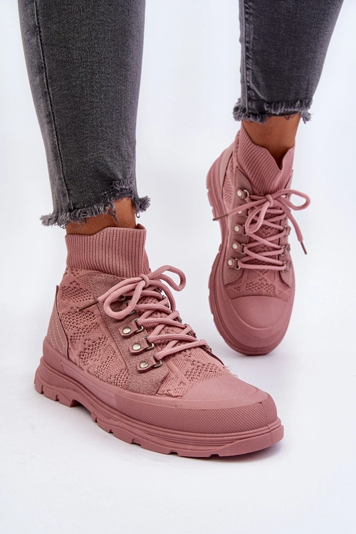 Damskie Trampki Z Elastyczną Cholewką Różowe Kalyne