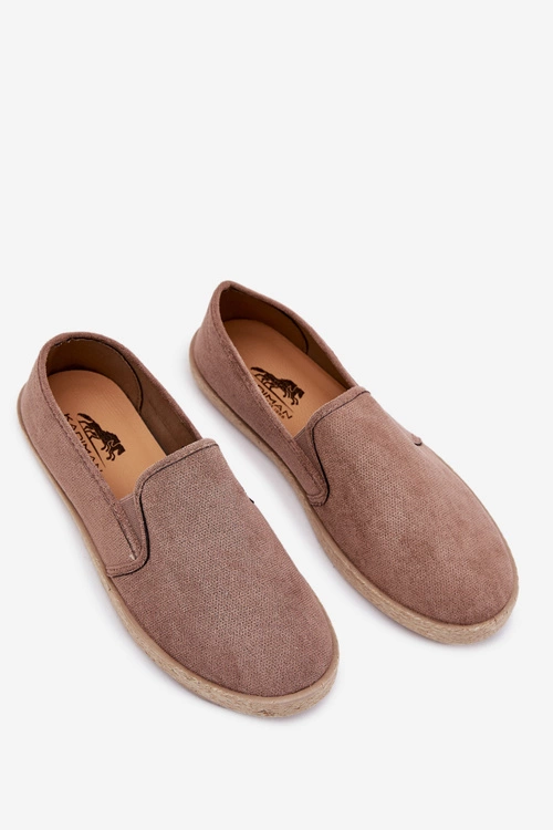 Espadryle Tenisówki Męskie Z Eko Zamszu Ciemnobeżowe Lunaria