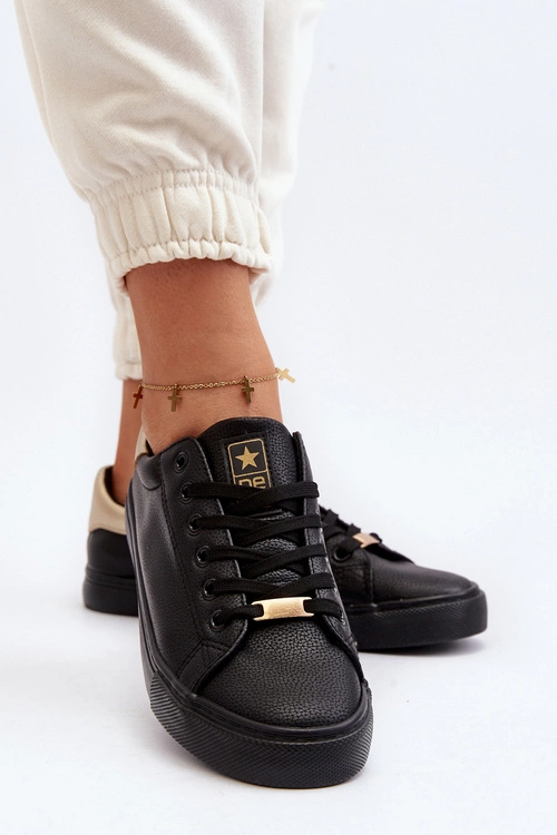 Trampki Damskie Eko Skóra Czarne Tiraelle