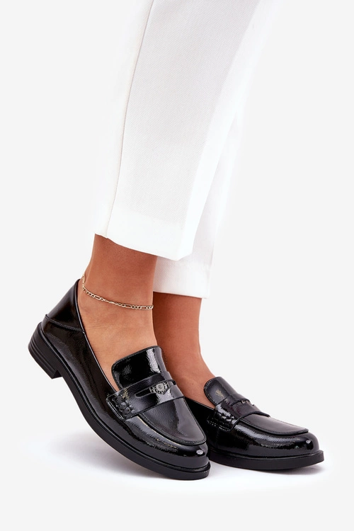 Eleganckie Lakierowane Mokasyny Damskie Z Naturalnej Skóry Vinceza 18100 Czarne