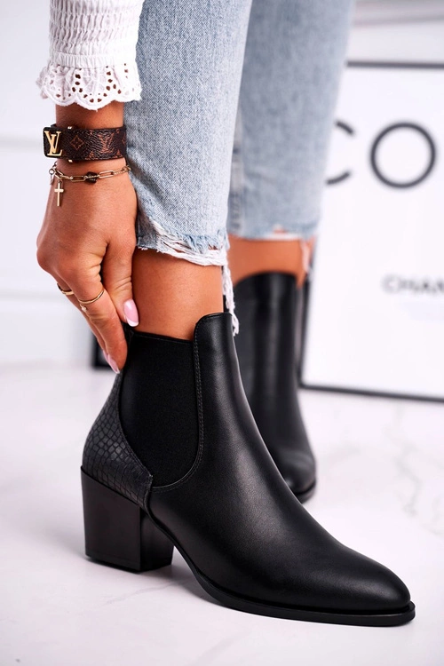 Botki Damskie Na Obcasie Sergio Leone Czarne BT613