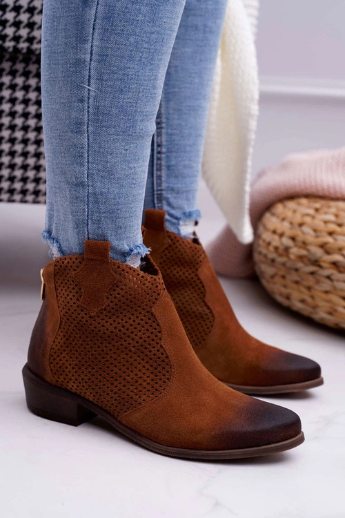 Botki Damskie Brązowe Skórzane Exquisite 1166