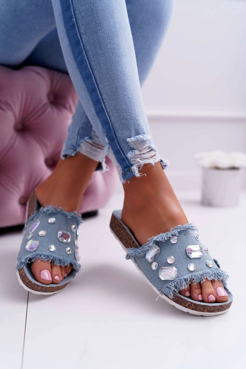 Klapki Damskie z Cyrkoniami Jeans Koko
