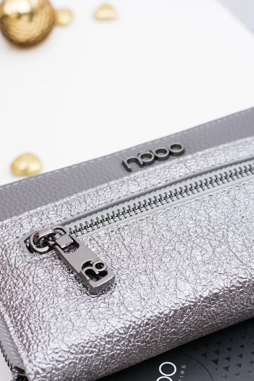 Stylowy Damski Srebrno Szary Portfel Nobo