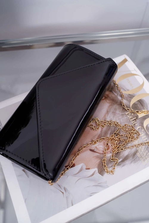 Damska Torebka Czarna Lakierowana Kopertówka