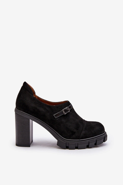 Damskie Półbuty Na Obcasie Słupku Czarne Tauina