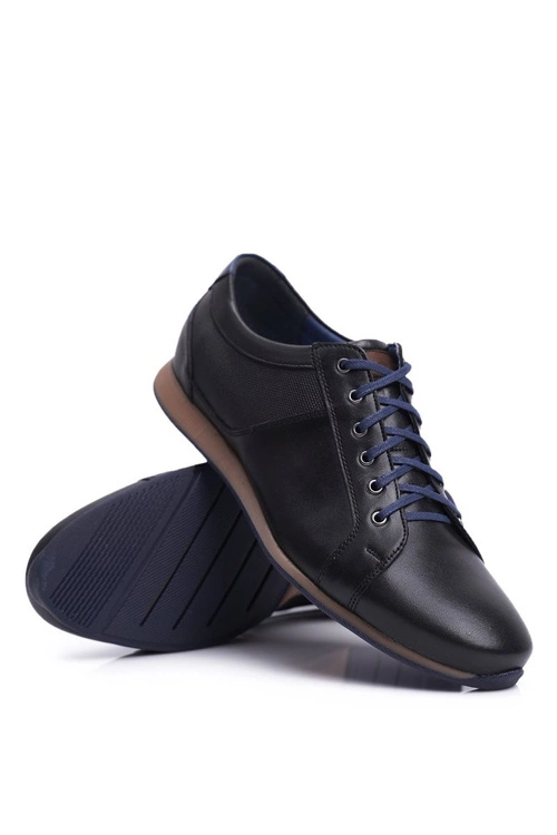 Półbuty Męskie Casual Skórzane Nikopol Czarne 1730