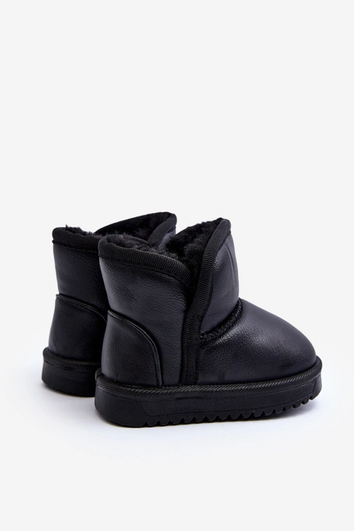 Eko Skórzane Śniegowce Dziecięce Czarne Husalta