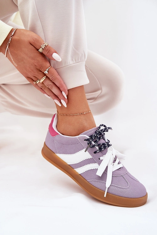 Niskie Sneakersy Damskie Z Podwójnym Sznurowaniem Fioletowe Ventus