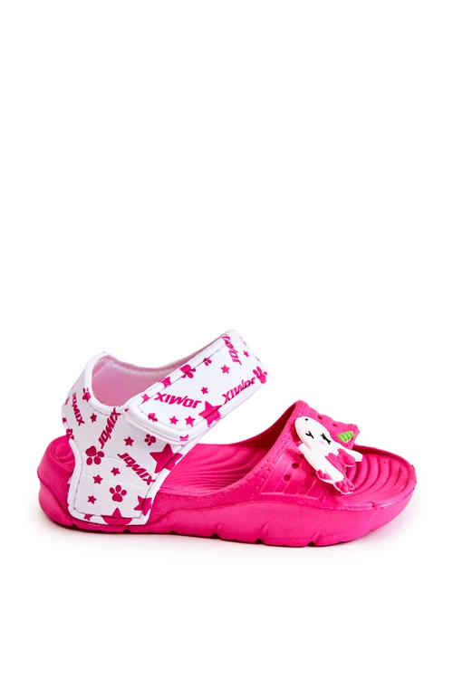 Dziecięce Lekkie Sandały Z Ozdobami Ciemnoróżowe Trusty