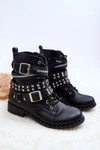 Dziecięce Botki Z Ćwiekami Zamek Klamry Czarne 