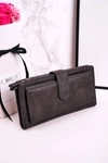 Duży Portfel Damski Z Dodatkowym Miejscem Na Karty Szary