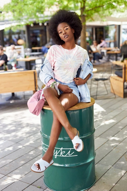 Damskie Welurowe Klapki Błękitne Edesa