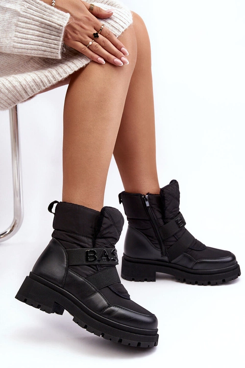 Damskie Śniegowce Na Suwak Ocieplane Czarne Zeva