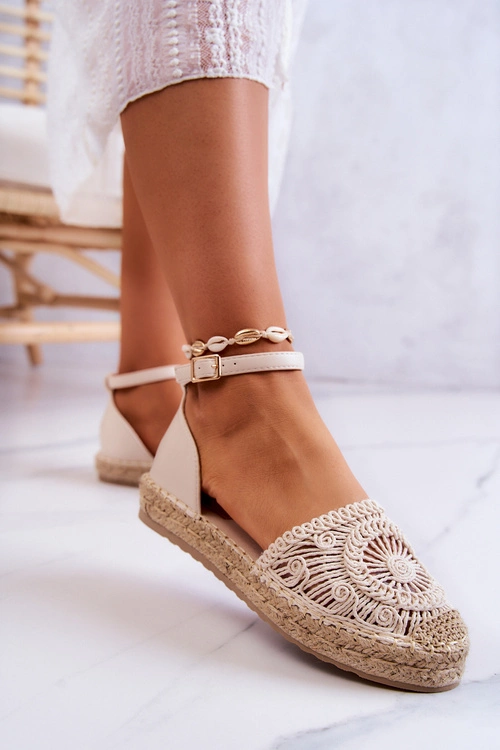Damskie Espadryle Na Plecionej Platformie Beżowe Calise