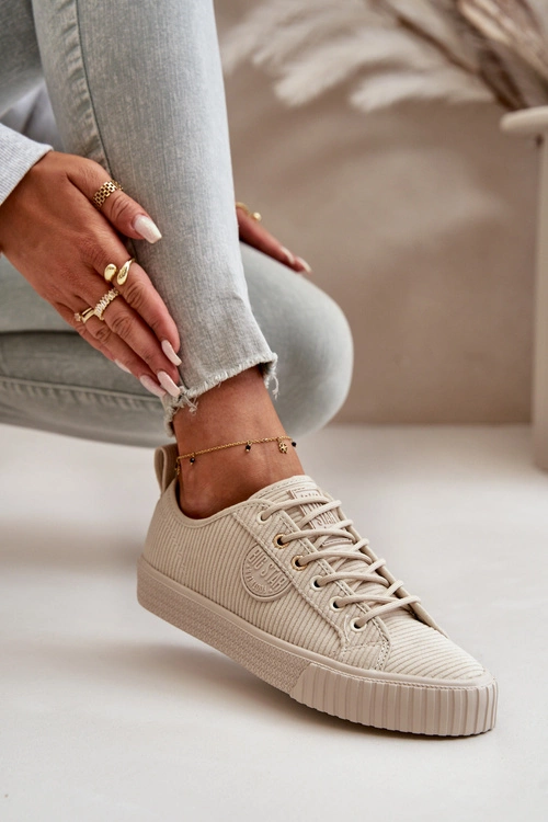 Sztruksowe Trampki Damskie Ocieplane Big Star OO274812 Hi-Poly System Beżowe