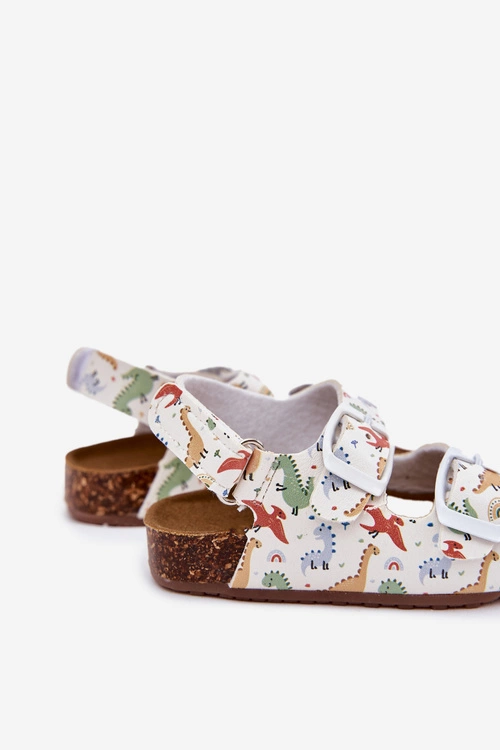 Dziecięce Sandałki Na Korkowej Podeszwie Z Klamrami Dinozaury Multikolor Thessa