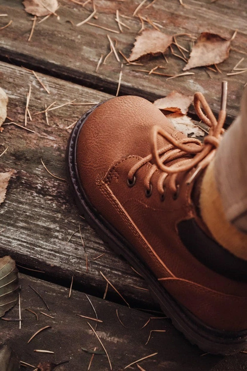 Dziecięce chłopięce trapery botki brązowe Moa