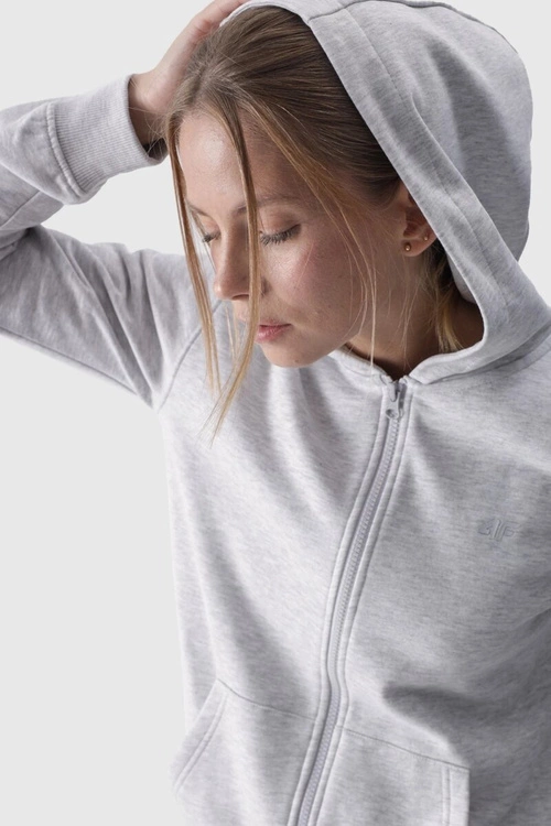 Bluza Damska Dresowa Z Kapturem Rozpinana Bawełniana 4F Szara 4FWMM00TSWSF1467-27M