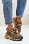Zamszowe Sneakersy Damskie Na Platformie Z Grubym Sznurowaniem Artiker 54C1466 Jasnobrązowe