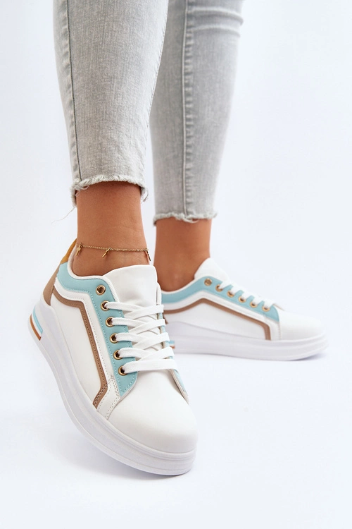 Sneakesy Damskie Z Brokatem Niebieskie Elnami