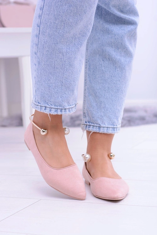 Różowe Balerinki Z Bransoletką W Szpic Mami