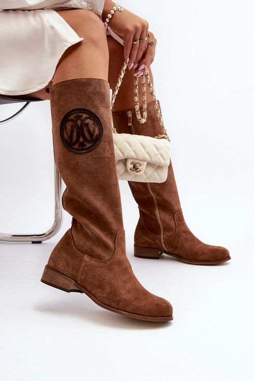 Zazoo 3367 Zamszowe Kozaki Damskie Przed Kolano Brązowe