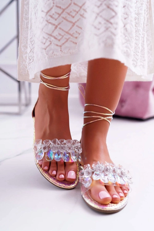 Damskie Sandały Lu Boo Kryształy Różowe Madina