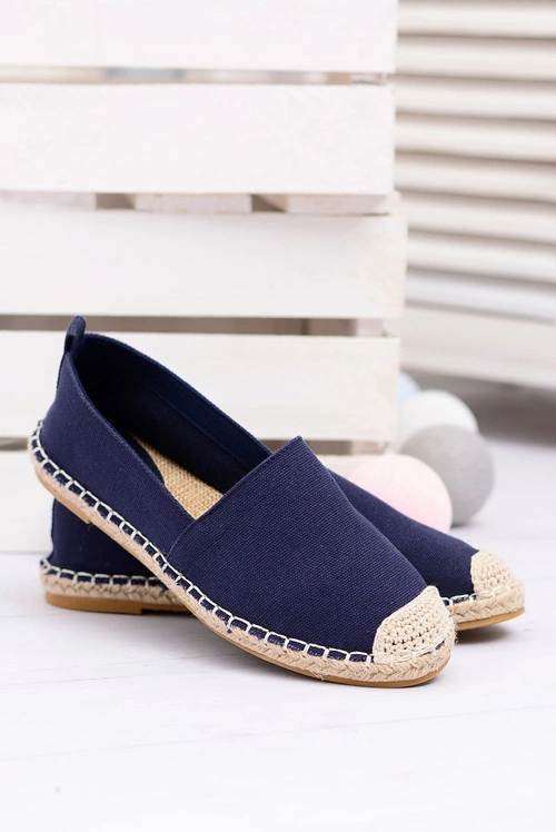 Lniane Damskie Granatowe Espadryle Slip On Nelly