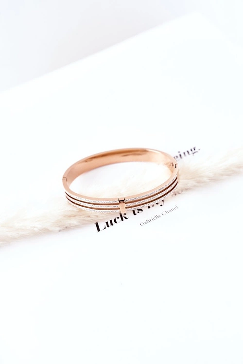 Bransoletka Stalowa z Cyrkoniami Różowe Złoto