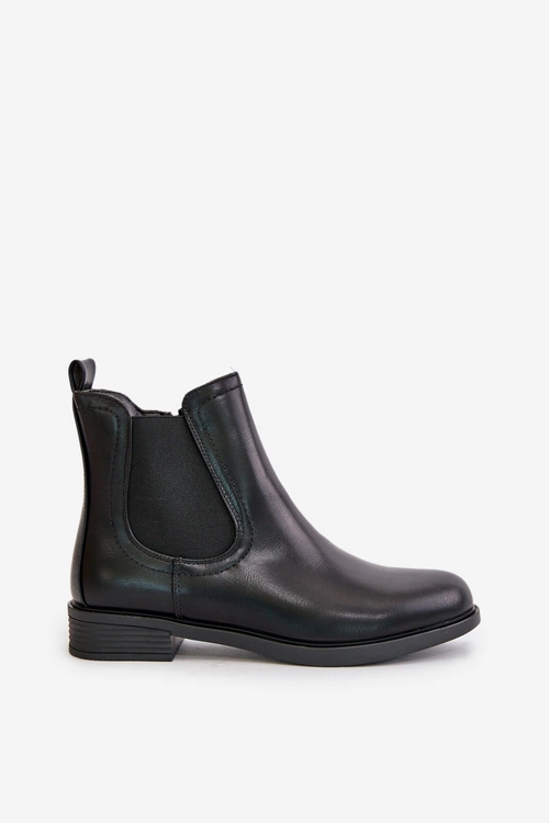 Ocieplane Płaskie Botki Sztyblety Na Zamek Czarne Tinra