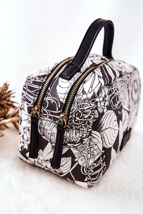 Duża Kosmetyczka NOBO Kwiaty L0040-CM00 Czarna