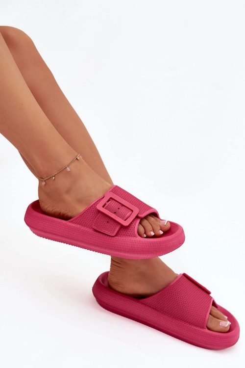 Klapki Damskie Piankowe Na Platformie Z Klamrą Big Star RR274A583 Fuksja