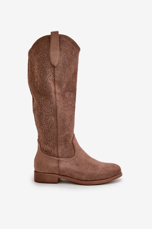 Kozaki Damskie Ażurowe Brązowe S.Barski HY42-132