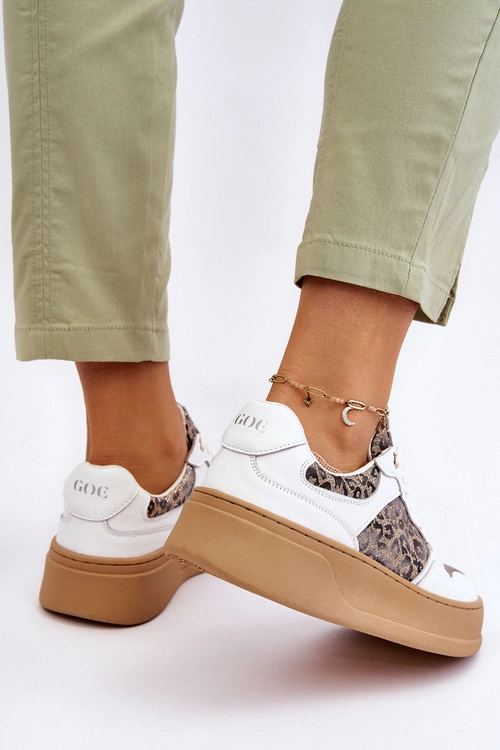 Damskie Wygodne Buty Sportowe GOE LL2N4052 Biało-Beżowe