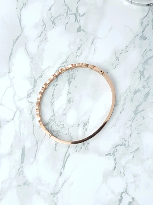 Damska Bransoleta Stalowa Z Cyrkonią Nieskończoność Różowe Złoto Glam