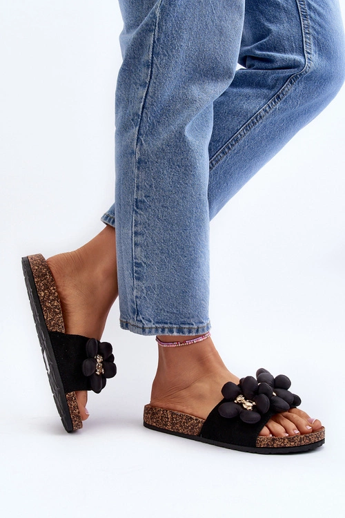 Klapki Damskie Z Ozdobami Czarne Bunlia