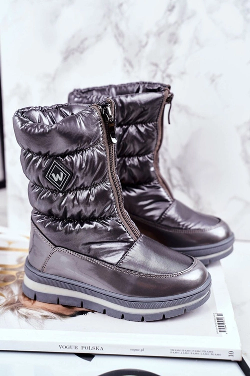 Dziecięce Śniegowce Ocieplane Wełną Ciemno Szare Mumm