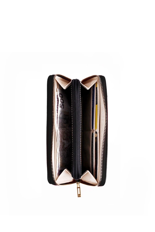 Duży Portfel Na Suwak Czarny Hailey