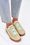 Zamszowe Buty Sportowe Sneakersy Damskie D.Franklin DFSH387005 Limonkowe