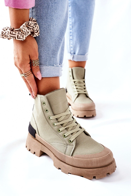 Damskie Botki Trapery Zielone Any One