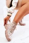 Buty Sportowe Skarpetkowe Beżowo-Białe Kandice
