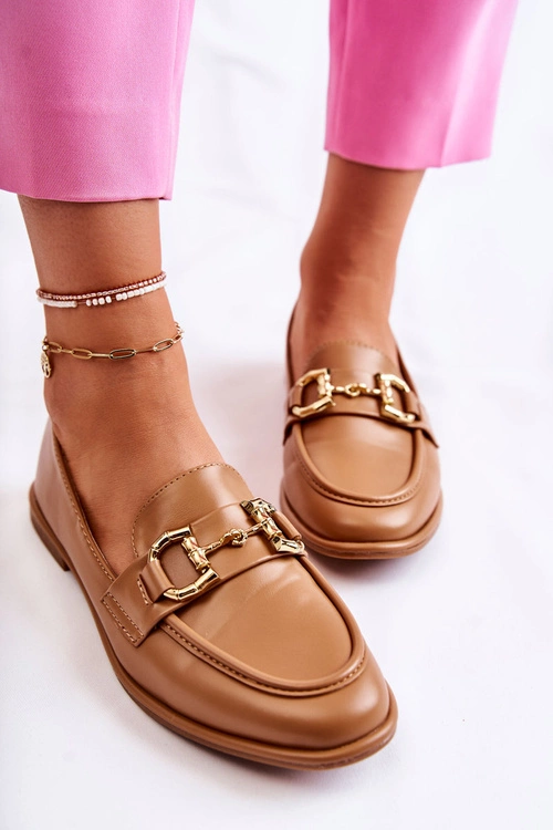 Damskie Skórzane Mokasyny Camel Coriso